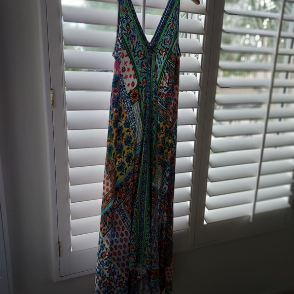 Johnny Was Multicolor V-Neck Maxi Dress